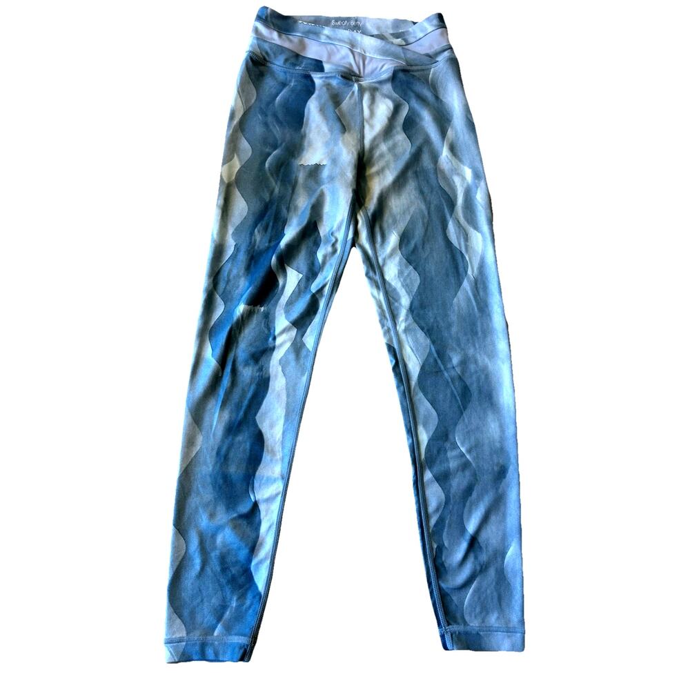 Sweaty Betty All Day Legging Sky Blue Beach Print Wrap Waist Yoga Pants 7/8 Sz 4